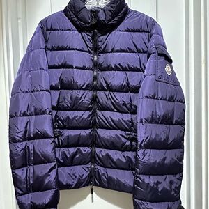Moncler Puffer Jacket Women’s Size 5 XL Purple With Hood Down Excellent Cond